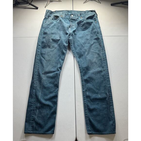 True Religion Geno Jeans Men’s 34 Blue Dyed Relaxed Straight Grunge USA Y2K